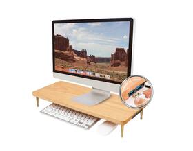 Craft Kitties 721996977632 Wood Riser Monitor Stand With Usb Ports Computer Slot For Tablet And Ce