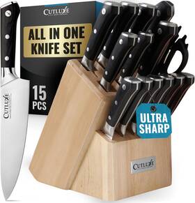 Cutluxe 855532008815 Knife Set With Block 15-piece Knives For Kitchen Professional Knif