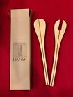 Dansk New Birch Teak Stripe Wood Salad Servers Set Includes