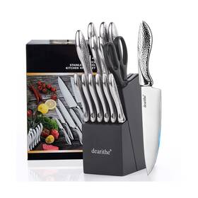 Dearithe 972548252590 Knife Sets For Kitchen With Block 14 Piece High Carbon Stainless Steel