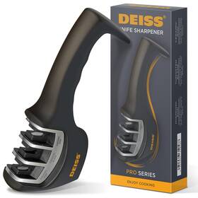Deiss 251969610595 Pro 3-stage Kitchen And Pocket Knife Sharpener - Professional Grade Bla