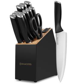 Ds0031626-bl Diamosteel Black Knife Set 13 Pieces Block With Built-in Sharpener ... Fast Ship