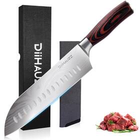 Ds-503s Diihauzz 7 Inch Santoku Knife Ultra Sharp Chef With Hollow Edge High Carbon St