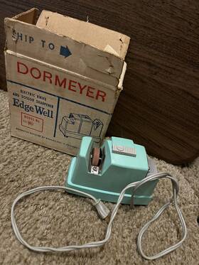 Ks1-wh-1 Dormeyer Vintage Electric Knife Scissor Sharpener Edge Well Teal Rare
