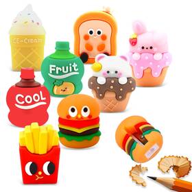Dhp-033 Duehoppee Fun Pencil Sharpener For Kids 8-pack Cute Sharpeners Bulk Colourful