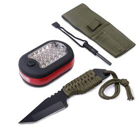 Xt-005 Efficere 3-piece Outdoor Survival Tool Kit 7-inch Fixed Blade Knife Fire Starter An