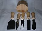 Eh4350 Logomark Steel Cheese Set With Wood Handles And Matching Block