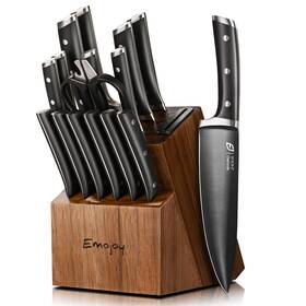 Cm-kcks59-us Emojoy Knife Set 17-piece Kitchen With Heavy-duty Acacia Block Pr