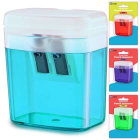 0696 Enday Pencil Sharpener Dual Hole Manual Blue Jumbo Crayon With 1