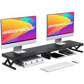 Ergofocus 973278304320 Dual Monitor Stand Riser Large Wood Lift With Storage Sturdy Wood&s
