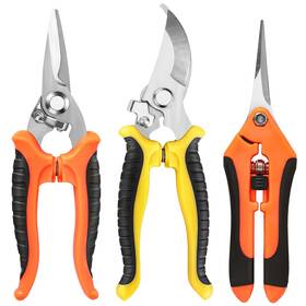Estares 749083630291 3 Pack Stainless Steel Garden Shears Pruning Set Bypass Serrated And Strai