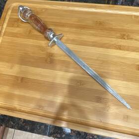 72222 F.dick Sharpening Steel Manual Wood Handle Arrow Logo Silver Brown