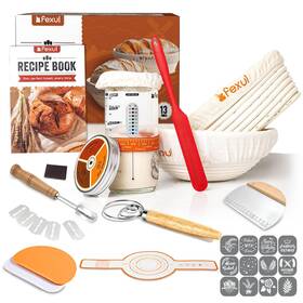 Jk-2rb-003 Fexul Sourdough Starter Kit With 9 Inch Round And 10 Oval Banneton Bread Proofi