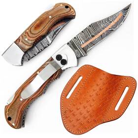 Flara Eagle Fe-004 Damascus Pocket Knife With Clip 6.5 Inch Handmade Folding With