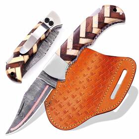 Flara Eagle Fk-001 Handmade Copper Damascus Foldingknife- Outdoor Camping And Survival Pocket Kn