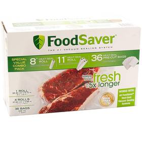 Foodsaver 034264469471 Special Value Combo Pack 8 Inch And 11 Rolls 36 Heat-seal Pre-cut Bags