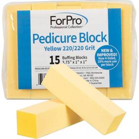 Forpro Professional Collection 100453 Yellow Pedicure Block 220/220 Grit Three-sid