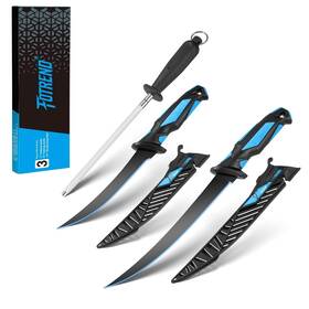 Foknf-3 Fotrend Fillet Knife Kit Combo Fishing Knives And Honing Rod Ultra-sharp G4116 Germ