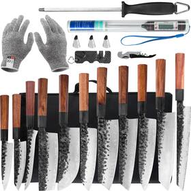Dms-10a Fullhi 18pcs Japanese Gyuto Chef Knife Set Professional Hand Forged Kitchen C