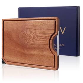 Board2024 Gfbebdv Kitchen Ebony Cutting Board - With Built-in Knife Sharpener Reversible For D