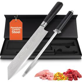 Gidli 787639345220 8 Inch Chef Knife With Sharpener Carbon Stainless Steel Ultra Sh