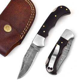 Gladiatorsguild 728891254387 606h Damascus Steel Knife - Pocket Folding With Clip Handmade Custom