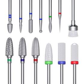 Glix 741365594055 Tungsten Carbide And Ceramic Nail Drill Bits Set 13-in-1 Professional E F