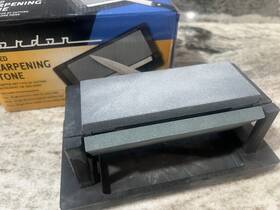 60763 Gordon 3 Sided Sharpening Stone Triple Grit Knife Sharpener With Box