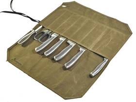 Gramvine 703123320061 Professional Chefs Knife Roll Waxed Canvas Organiser Culinary Bag Wr