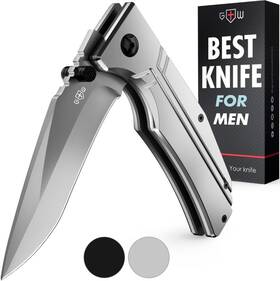 140106 Grand Way Pocket Knife For Men Women - 3.54 Inch Sharp Folding Blade With Aluminum Handle P