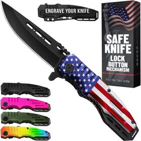 Grand Way 6681-f Spring Assisted Pocket Knife American Flag - Tactical Folding Knives For Men
