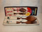 Hakusan Vintage Fork And Spoon Plastic Ceramic Handles Blue Scotty