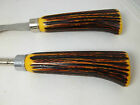 Approx.11 " Handled Tool Long Carving Yellow Brown Bone Fork Sharpening