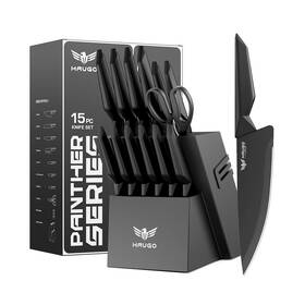 Pp-dt005 Haugo Knife Set - 15 Pcs Kitchen With Built In Sharpener ... Fast Ship
