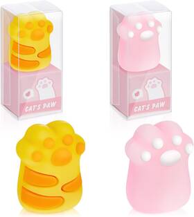 Henoyso-sharpener-220826 Henoyso 4 Pcs Cat Paw Pencil Sharpener - Kawaii Manual Handheld Pink And Yellow