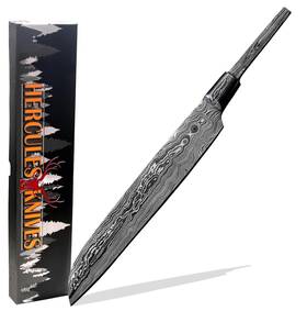 Hercules Knives 689197350930 Custom Hand Forged Damascus Steel Blank Blade Chef Kitchen Knife Bread