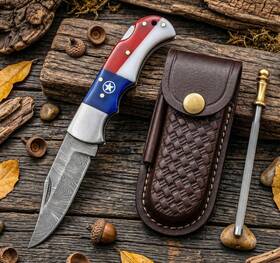 Az30 Hercules Knives 6.8 Inch Damascus Steel Pocket Folding Knife For Edc Hand Forged Hunting Knif