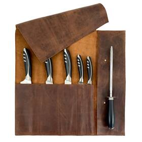 Hide & Drink 634154476932 And Rustic Knife Roll Case 5 Pockets Compact Carry-on Bag For Tr