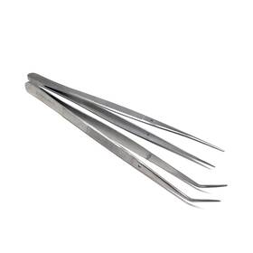 High Tech Instruments 680175296585 Food Plating Tweezers 2 Pcs Culinary Kitchen Tongs Straight Angled Tips 6 Inch Lo