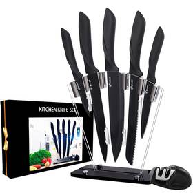 Hissf 972548252200 Chef Knife Set 7 Piece Black High Carbon Stainless Steel Kitchen Sets W