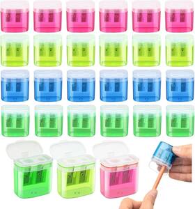 Hjhfmy Jbd-24 Manual Pencil Sharpeners 24 Pack Dual Hole Small Sharpener Red