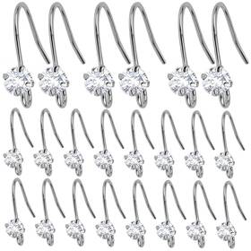 Hmjpng 0136 30pcs Silver Diamond Earring Hooks Hypoallergenic French Ear Wire Earrings Fi