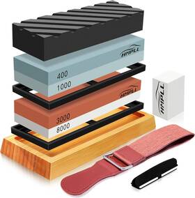 Hmpll 726084337701 Knife Sharpening Stone Set Professional Whetstone 4 Side Grit 400/1000 3000/800