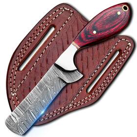 Nbc1003 Hn Knives 7 Inch Handmade Damascus Bull Cutter Knife With Real Leather Sheath Fixed Blade H