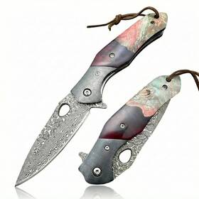 Hofbiw Fm033 Damascus Vg10 Steel Folding Pocket Knife 3.15 Inch Blade For Men D