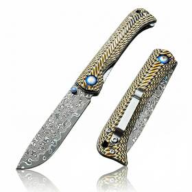 Hofbiw Tf1040 Damascus Steel Folding Pocket Knife 3.15 Inch Vg10 Blade For Men And Women Two-