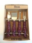 Home Essentials 4 Pc Nib Cheese Server Set Slicer Knives Spreaders Fork Wood Handles 786460049727
