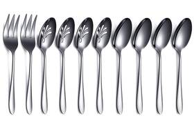T108b-serving3-10p Homquen Black 10-piece Serving Flatware Silverware Set Stainless Steel Serv Inch