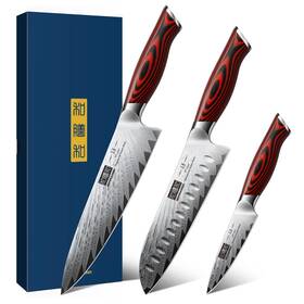 Hshpcst-2023-009 Hoshanho 3 Pieces Damascus Kitchen Knife Set Ultra-sharp Knives Professional Chef
