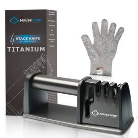 Housecode 196852771325 Premium Titanium Knife Sharpener 4 In 1 Sharpening With Cut-resistant